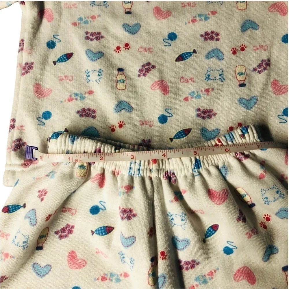 PINK CHILI - GIRLS CUTE PAJAMAS SIZE 1 / 2 white with light blue and pink cats